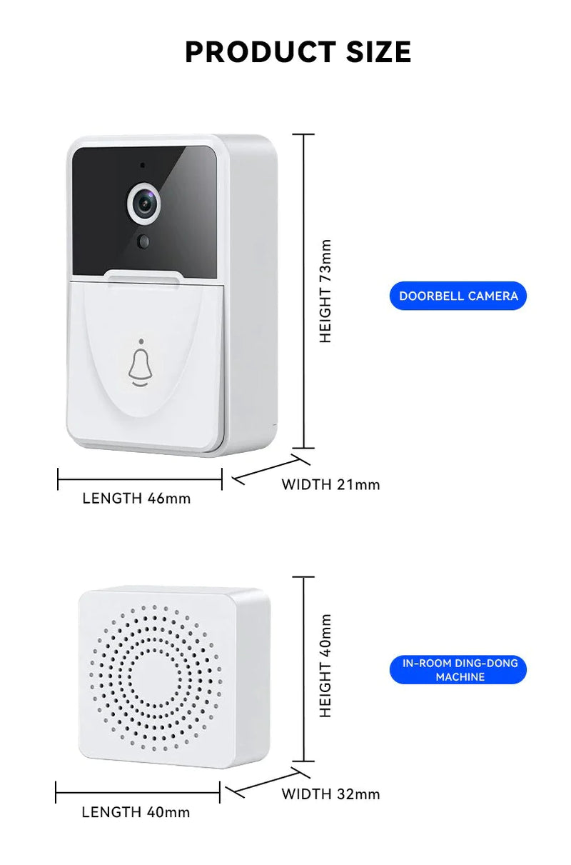 Wireless Video Security Smart Doorbell Intercom - Wifi Camera Door Bell Chime Ring