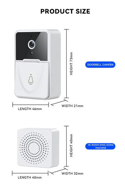 Wireless Video Security Smart Doorbell Intercom - Wifi Camera Door Bell Chime Ring