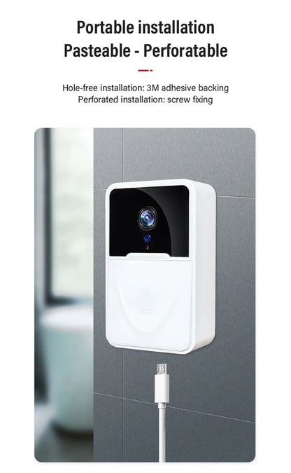 Wireless Video Security Smart Doorbell Intercom - Wifi Camera Door Bell Chime Ring